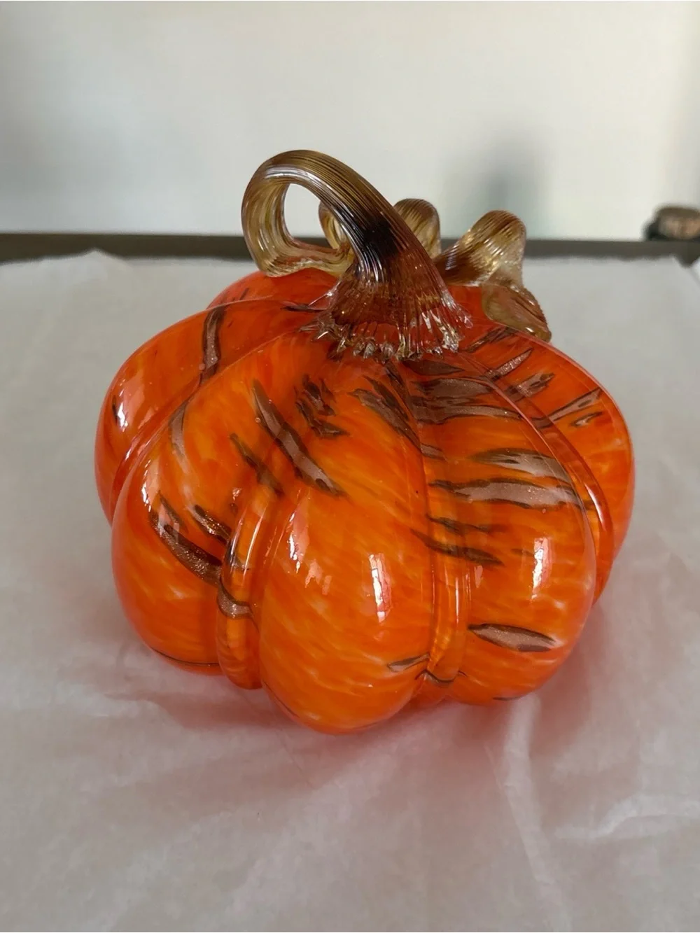 Martha Stewart Handblown Glass Multi-colored Pumpkin  Beautiful colors of orange